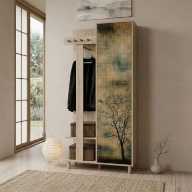 Soho Megapap entrance furniture made of melamine color sonoma 90x36x194cm.