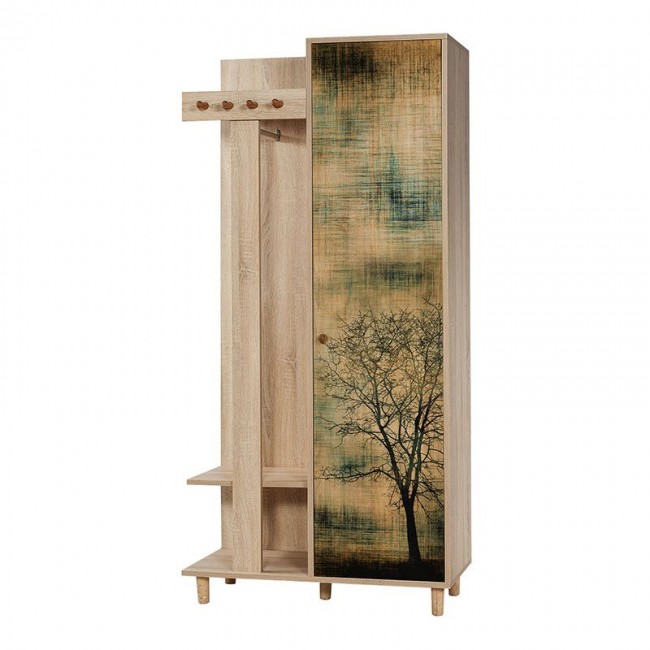 Soho Megapap entrance furniture made of melamine color sonoma 90x36x194cm.