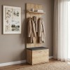 Track Megapap melamine coat stand in sapphire oak color 60x38,2x290cm.