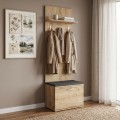 Track Megapap melamine coat stand in sapphire oak color 60x38,2x290cm.