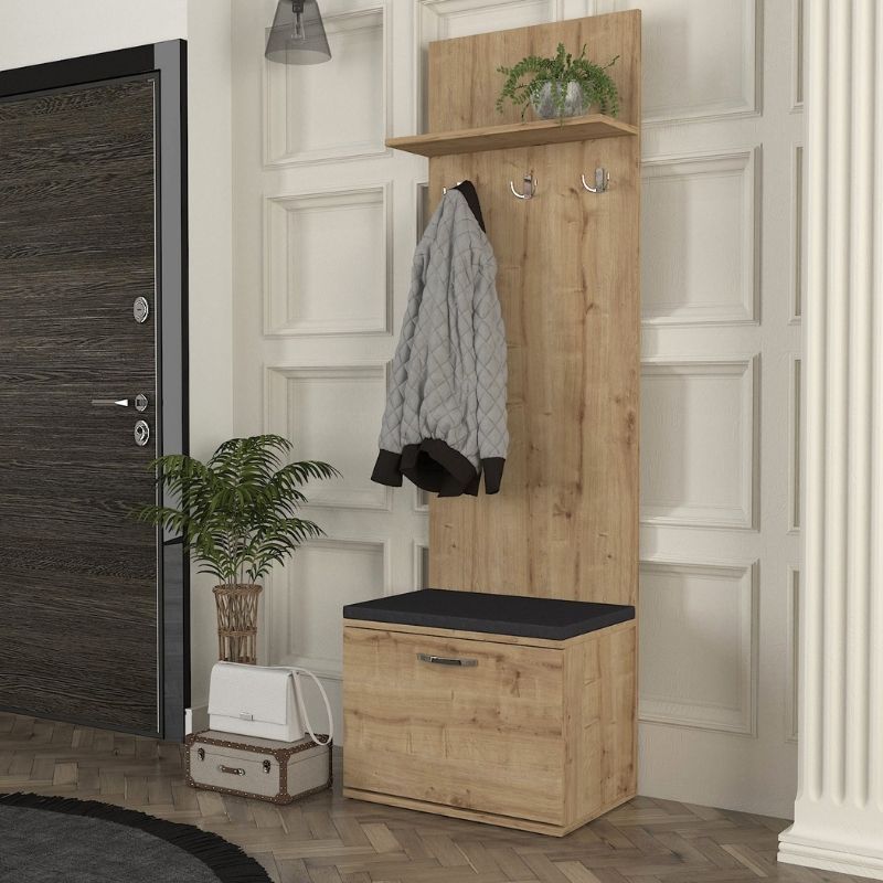 Track Megapap melamine coat stand in sapphire oak color 60x38,2x290cm.
