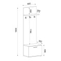 Track Megapap melamine coat stand in sapphire oak color 60x38,2x290cm.