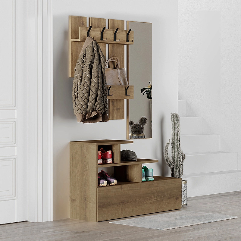 Vesty Megapap melamine entrance furniture in light brown color 100x36x61cm.