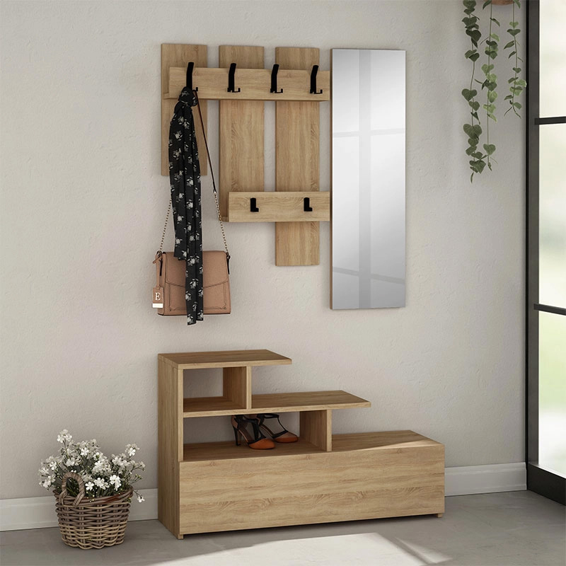 Vesty Megapap melamine entrance furniture in natural beech color 100x36x61cm.