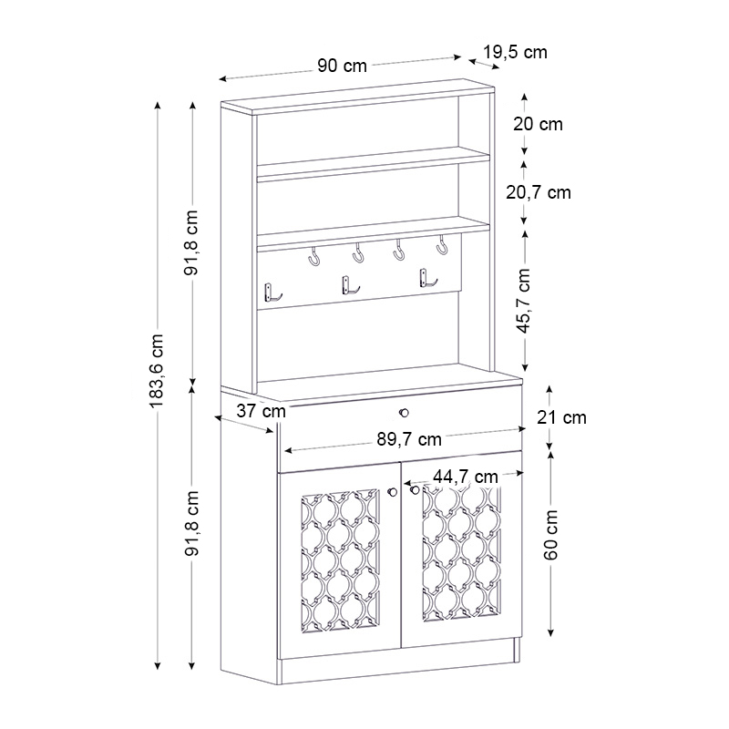 Axel Megapap kitchen melamine furniture in white color 90x37x183,6cm.