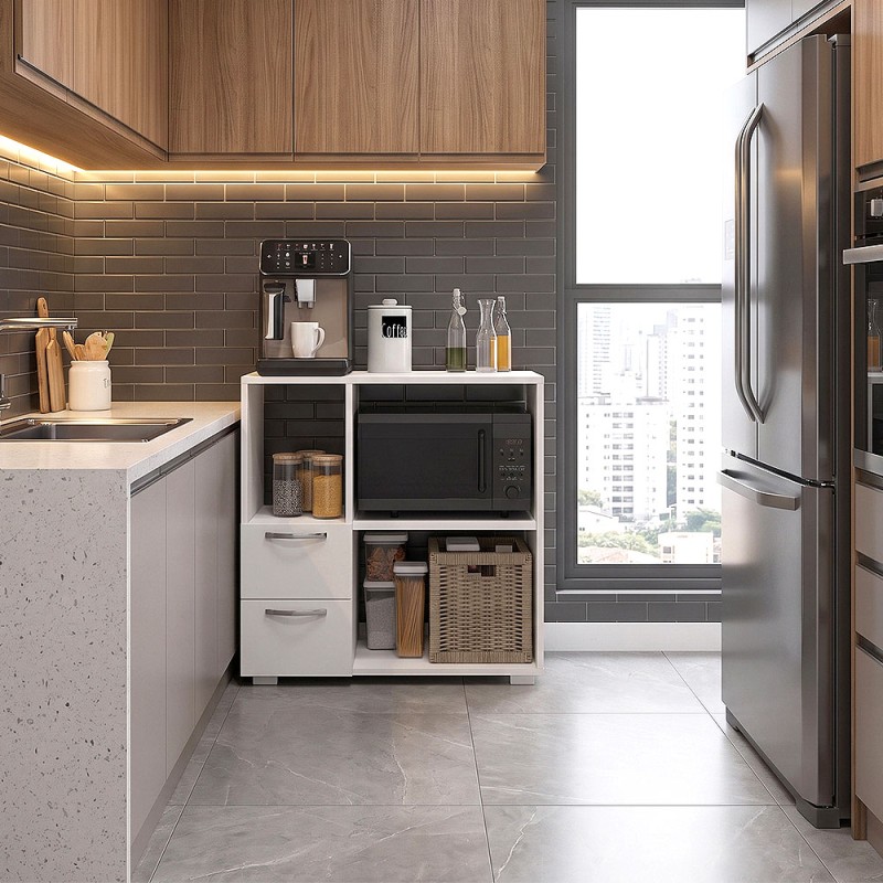 Ece Megapap melamine kitchen cabinet in white color 80x40x83cm.