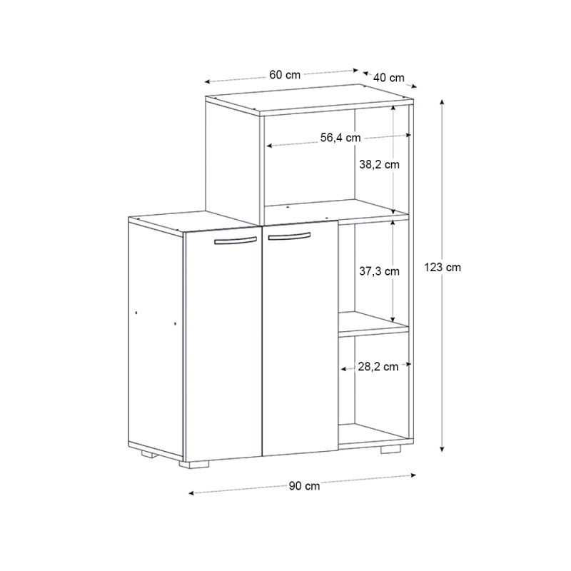 Pars Megapap melamine kitchen cabinet in white color 90x40x123cm.