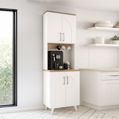 Kalira 2 Megapap melamine kitchen furniture in white - rota oak color 60x40x196cm.
