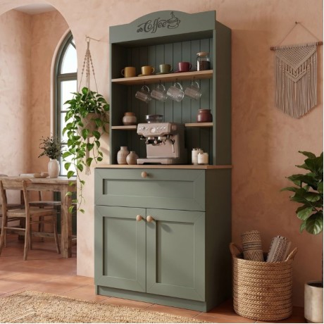 Lucas Megapap melamine kitchen furniture in green - oak color 99x42x180cm.