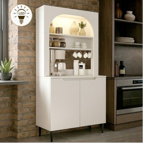 Melinta 2 Megapap melamine kitchen furniture with LED in white color 90x40x181.8cm.