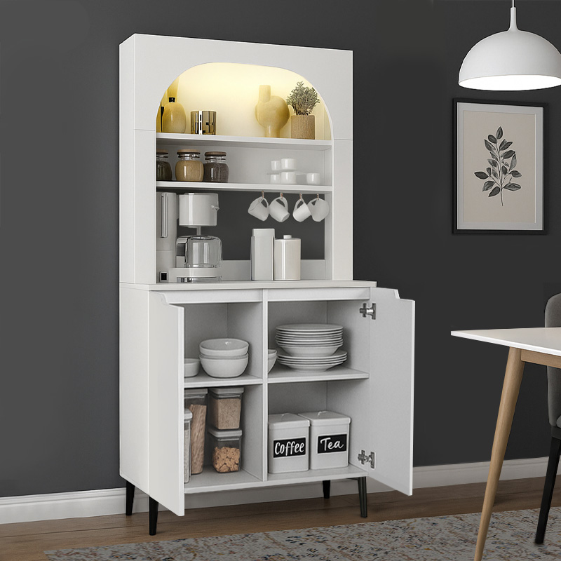 Melinta 2 Megapap melamine kitchen furniture with LED in white color 90x40x181.8cm.
