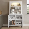 Melinta 2 Megapap melamine kitchen furniture with LED in white color 90x40x181.8cm.