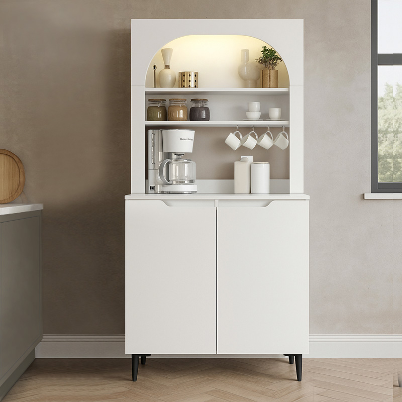 Melinta 2 Megapap melamine kitchen furniture with LED in white color 90x40x181.8cm.