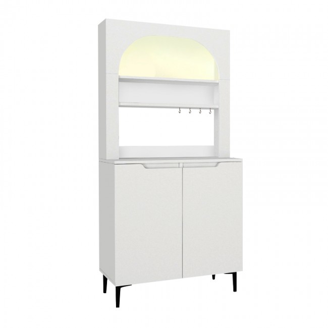 Έπιπλο κουζίνας με LED Melinta 2 Megapap χρώμα λευκό 90x40x181,8εκ.