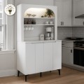 Melinta 4 Megapap melamine kitchen furniture with LED in white color 120x40x181.8cm.