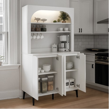 Melinta 4 Megapap melamine kitchen furniture with LED in white color 120x40x181.8cm.