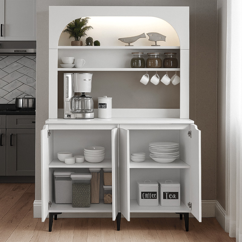 Melinta 4 Megapap melamine kitchen furniture with LED in white color 120x40x181.8cm.