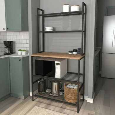 Mulligan Megapap metallic - melamine kitchen furniture in black - pine oak color 81x40,5x160cm.