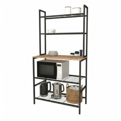 Mulligan Megapap metallic - melamine kitchen furniture in black - pine oak color 81x40,5x160cm.