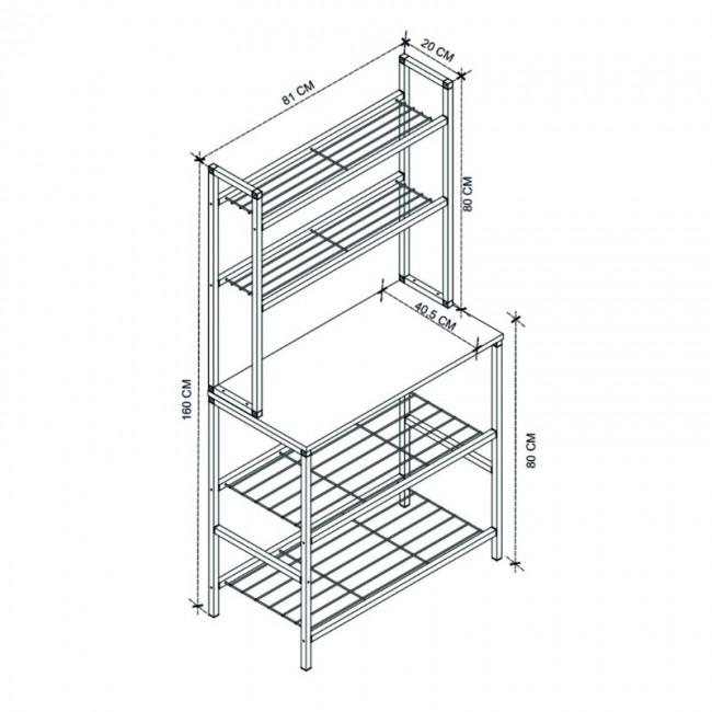 Έπιπλο κουζίνας Mulligan Megapap μεταλλικό - μελαμίνης χρώμα μαύρο - pine oak 81x40,5x160εκ.
