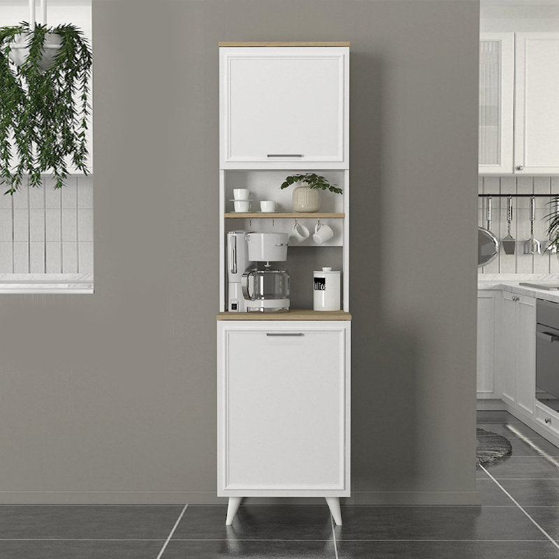 Potter 1 Megapap melamine kitchen furniture in white - rota oak color 53.4x39.6x196.1cm.