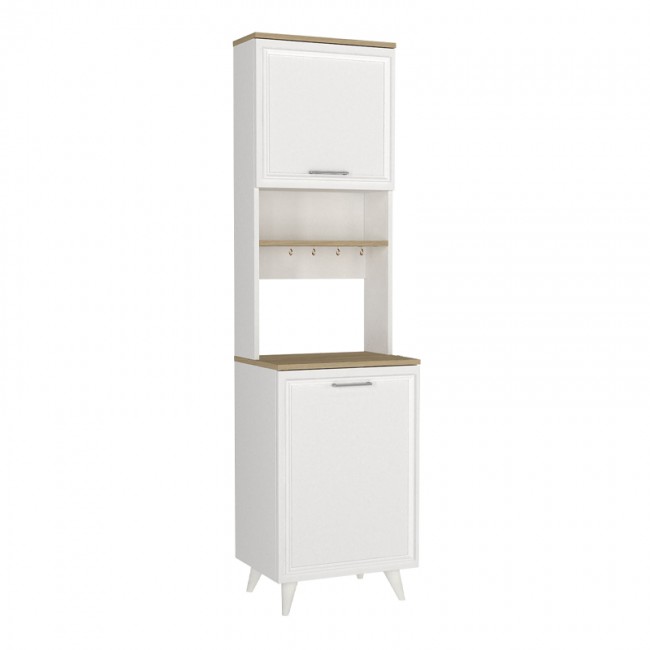 Έπιπλο κουζίνας Potter 1 Megapap χρώμα λευκό - rota oak 53,4x39,6x196,1εκ.