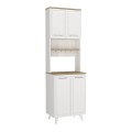 Έπιπλο κουζίνας Potter 2 Megapap χρώμα λευκό - rota oak 60x40x196,1εκ.