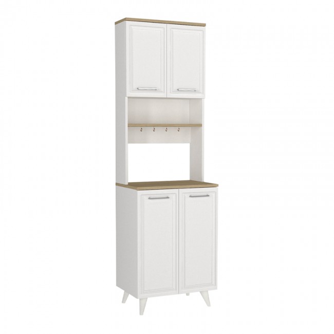 Έπιπλο κουζίνας Potter 2 Megapap χρώμα λευκό - rota oak 60x40x196,1εκ.