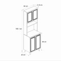 Έπιπλο κουζίνας Potter 2 Megapap χρώμα λευκό - rota oak 60x40x196,1εκ.