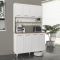 Potter 4 Megapap melamine kitchen furniture in white - rota oak color 120x40x196.1cm.