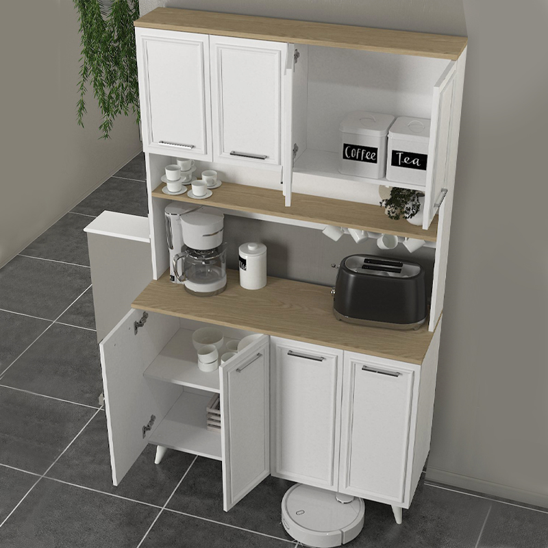 Potter 4 Megapap melamine kitchen furniture in white - rota oak color 120x40x196.1cm.