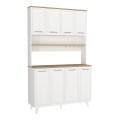 Potter 4 Megapap melamine kitchen furniture in white - rota oak color 120x40x196.1cm.