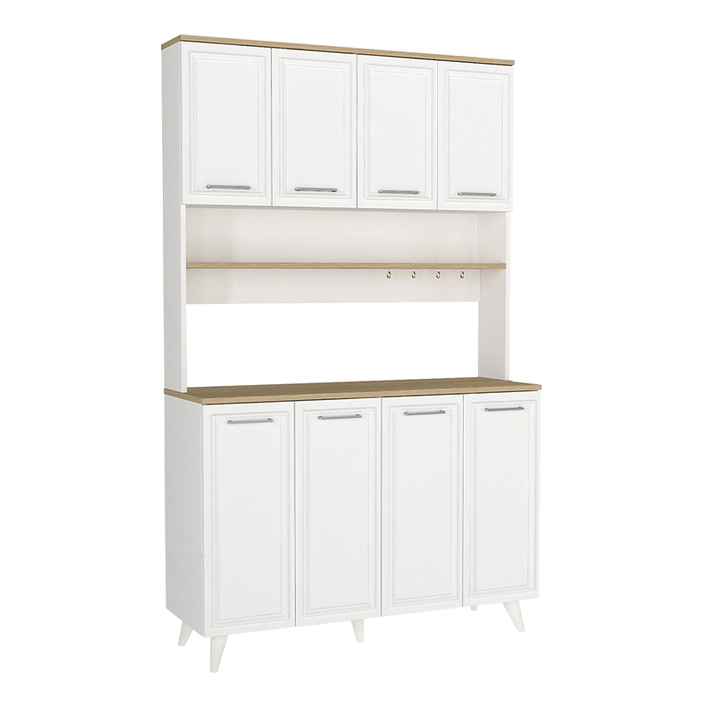 Potter 4 Megapap melamine kitchen furniture in white - rota oak color 120x40x196.1cm.
