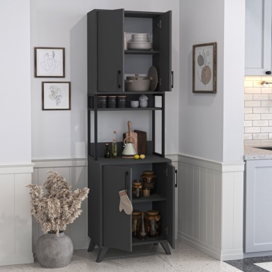 Sedef Megapap melamine kitchen cabinet in anthracite color 61x40x202.1cm.