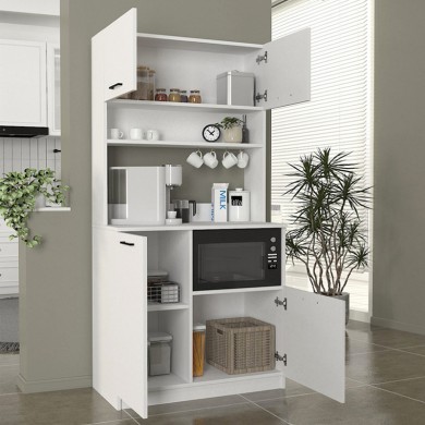 Tuco 2 Megapap melamine kitchen furniture in white color 90x40x180cm.