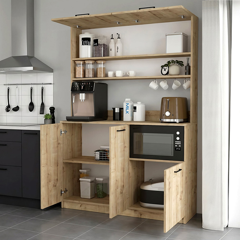 Tuco 3 Megapap melamine kitchen furniture in sapphire oak color 123.8x40x180cm.