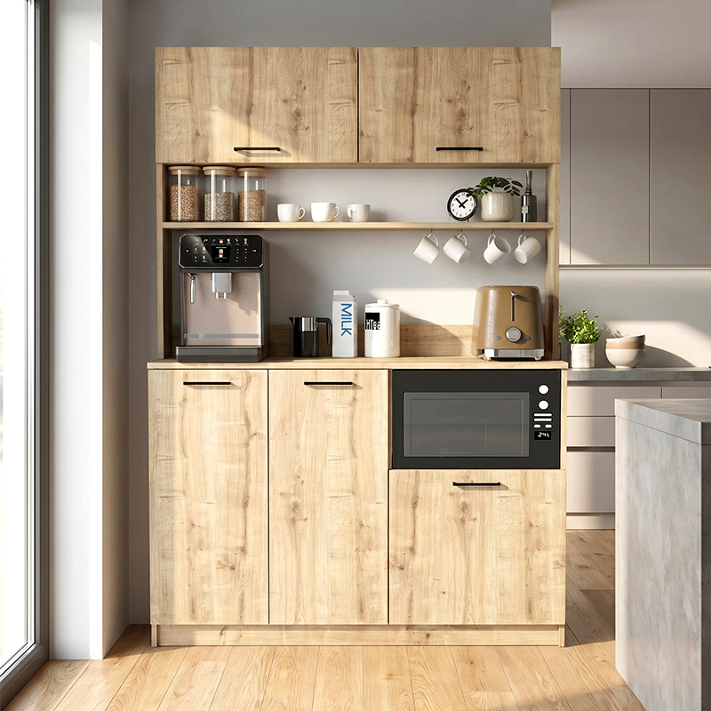 Tuco 3 Megapap melamine kitchen furniture in sapphire oak color 123.8x40x180cm.