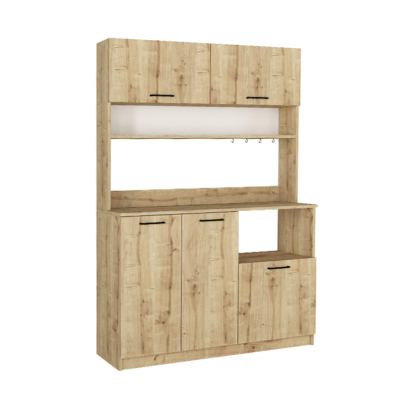 Tuco 3 Megapap melamine kitchen furniture in sapphire oak color 123.8x40x180cm.