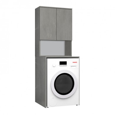 Cozen Megapap melamine washing machine furniture in grey concrete color 65x60x178cm.