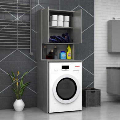 Cozen Megapap melamine washing machine furniture in grey concrete color 65x60x178cm.