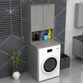 Cozen Megapap melamine washing machine furniture in grey concrete color 65x60x178cm.