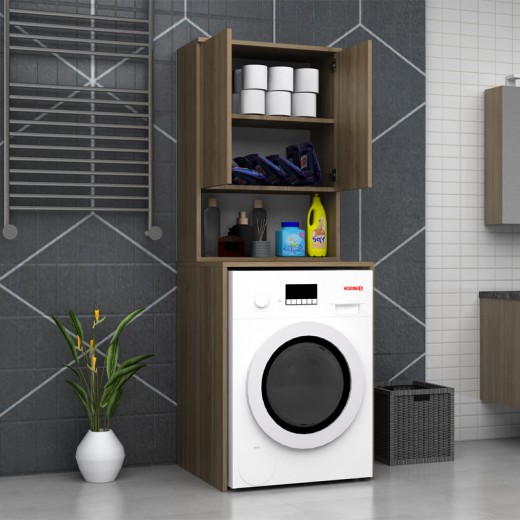 Έπιπλο πλυντηρίου Cozen Megapap χρώμα καρυδί 65x60x178εκ. Έπιπλο πλυντηρίου Cozen Megapap χρώμα καρυδί 65x60x178εκ.