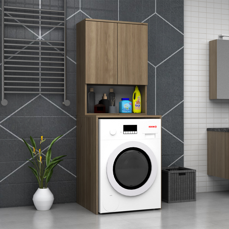 Cozen Megapap melamine washing machine furniture in walnut color 65x60x178cm.