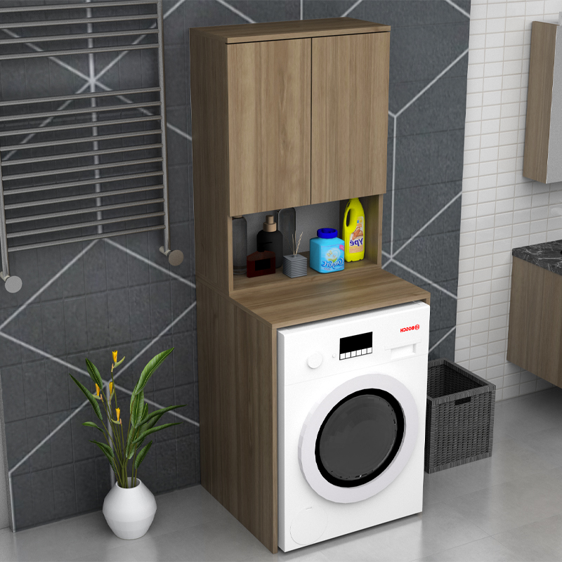 Cozen Megapap melamine washing machine furniture in walnut color 65x60x178cm.