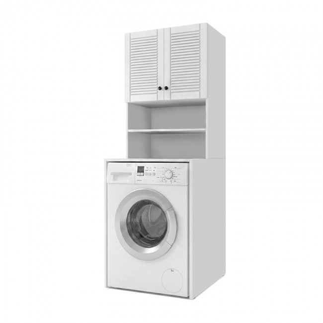 Femur Megapap melamine laundry machine cabinet in white color 66x55x180cm.