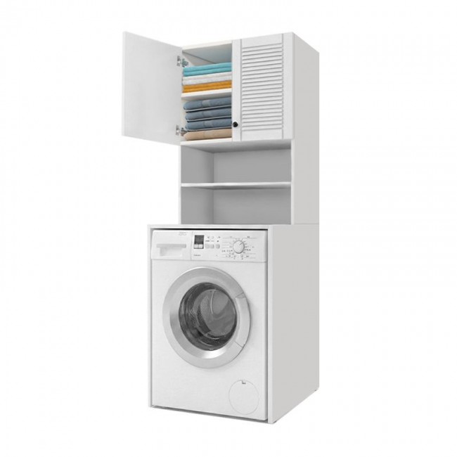 Femur Megapap melamine laundry machine cabinet in white color 66x55x180cm.