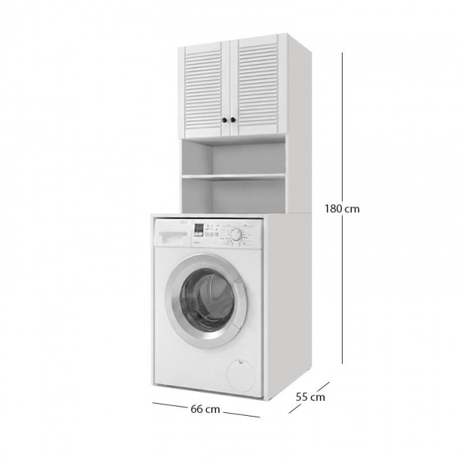 Femur Megapap melamine laundry machine cabinet in white color 66x55x180cm.