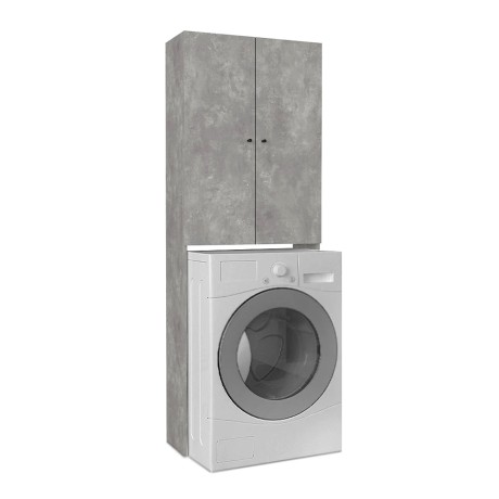 Romme Megapap melamine laundry machine cabinet in concrete grey color 65x27,1x180cm.