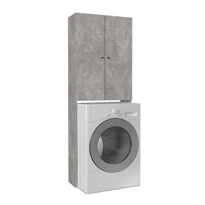 Romme Megapap melamine laundry machine cabinet in concrete grey color 65x27,1x180cm.