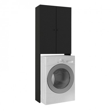 Romme Megapap melamine laundry machine cabinet in black color 65x27,1x180cm.